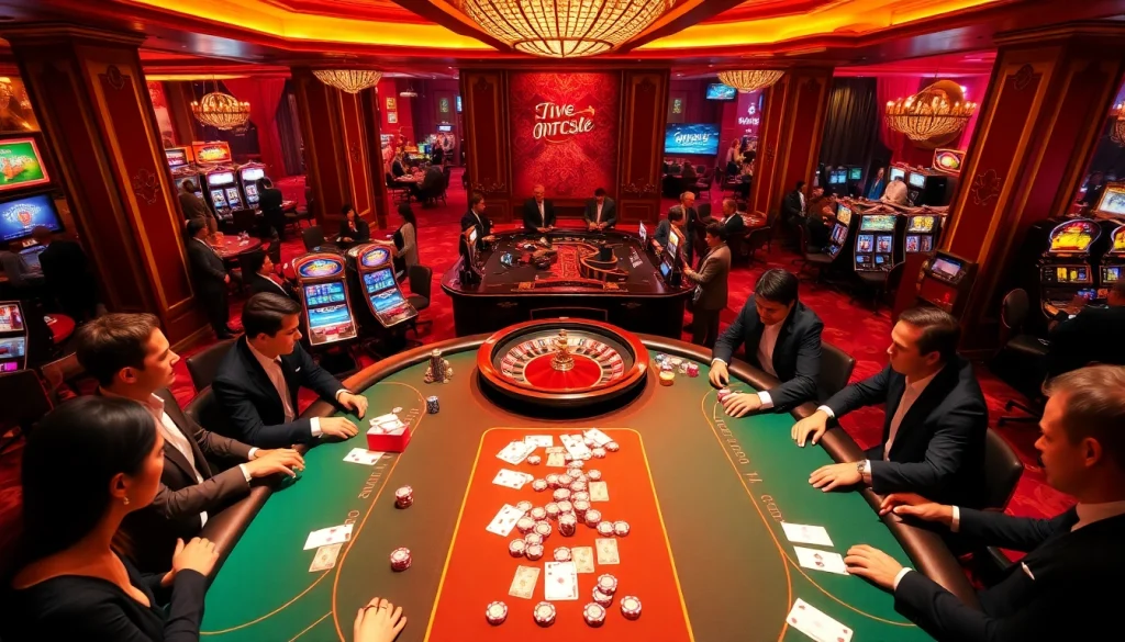 Experience high-stakes poker at the luxurious casino featured by https://nhacaita88.contact/ with vibrant chips and cards in play.